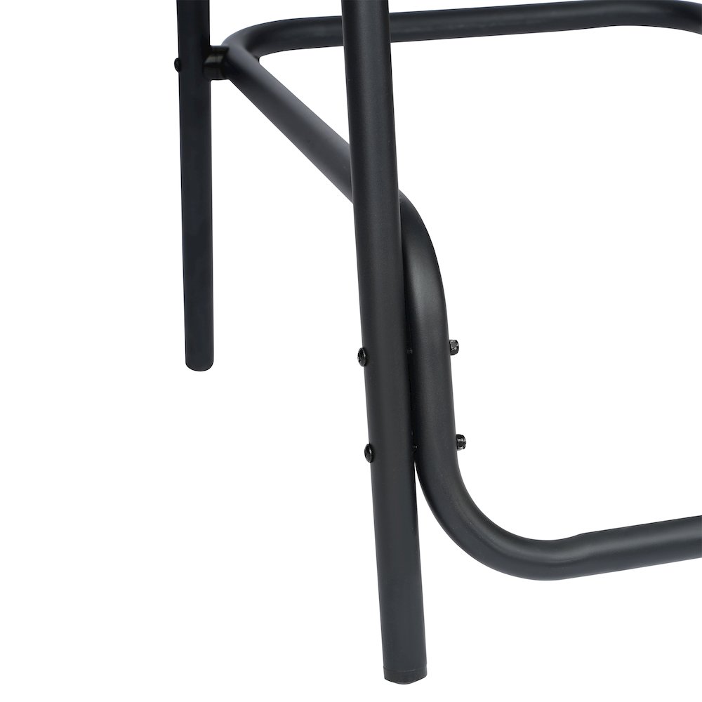 PE Rattan Restaurant Barstool with Black Aluminum Frame and Footrest in Gray