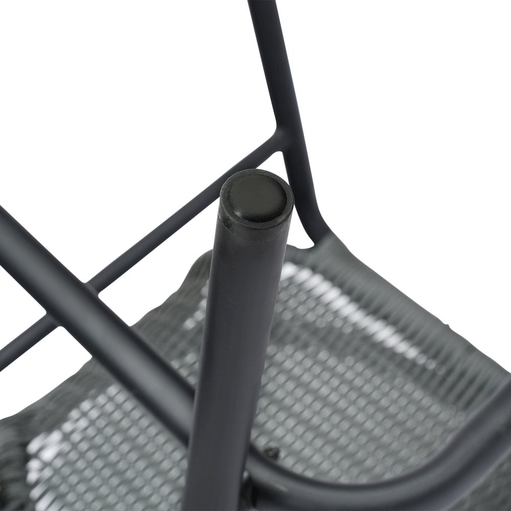 PE Rattan Restaurant Barstool with Black Aluminum Frame and Footrest in Gray
