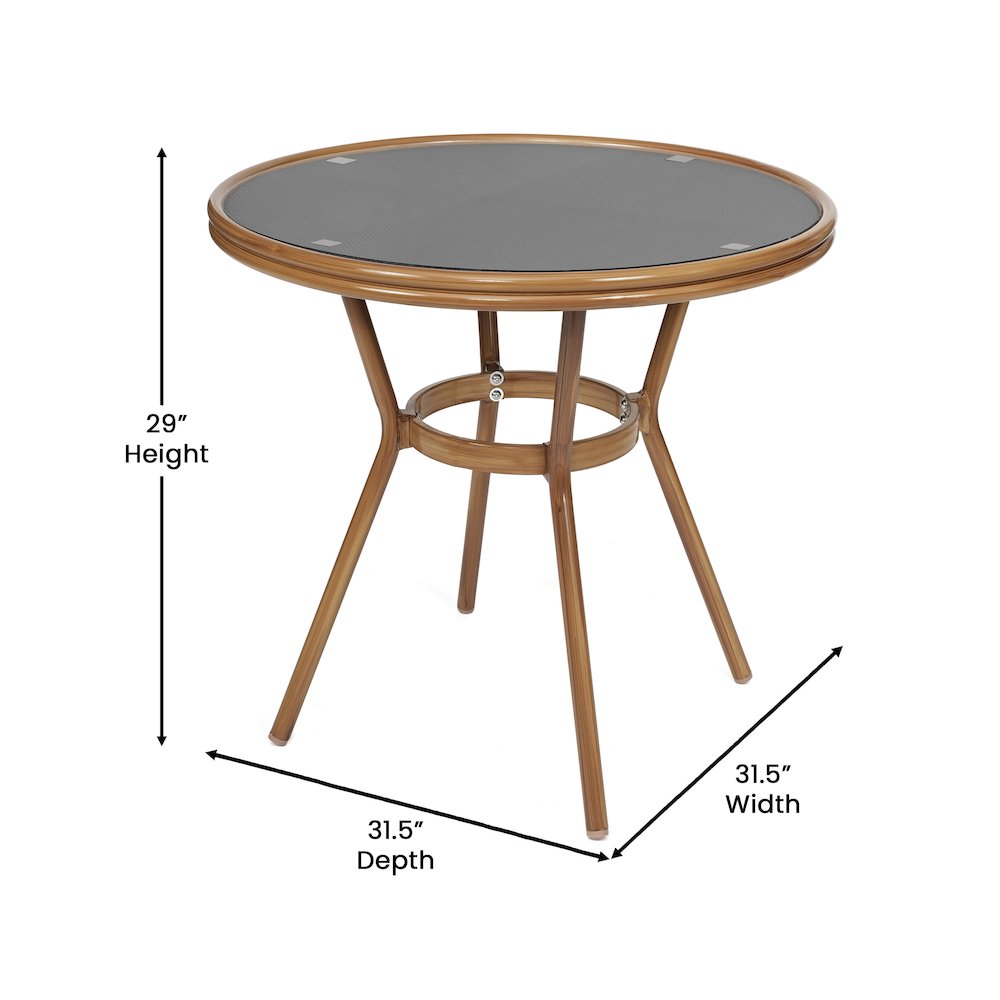 Classic Commercial Grade Bistro Table, Black Textilene/Natural Frame