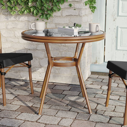 Classic Commercial Grade Bistro Table, Black Textilene/Natural Frame