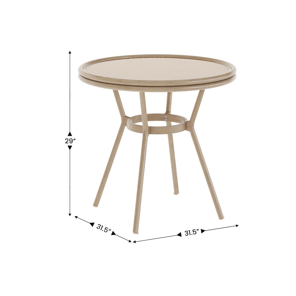 Classic Bistro Table, Natural & White Rattan/Light Natural Frame