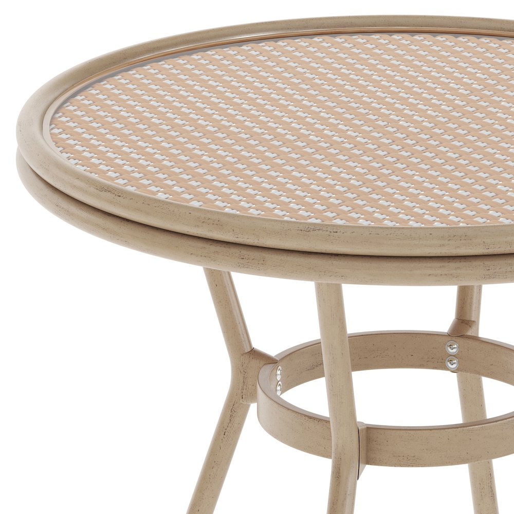 Classic Bistro Table, Natural & White Rattan/Light Natural Frame