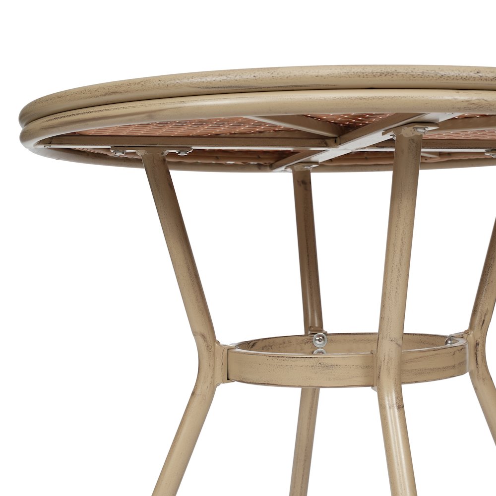Classic Bistro Table, Natural & White Rattan/Light Natural Frame