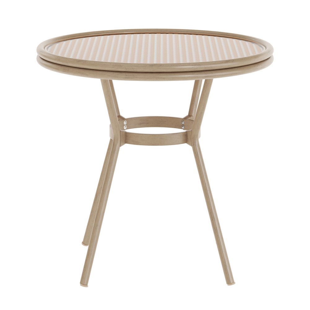 Classic Bistro Table, Natural & White Rattan/Light Natural Frame
