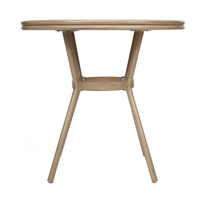 Classic Bistro Table, Natural & White Rattan/Light Natural Frame