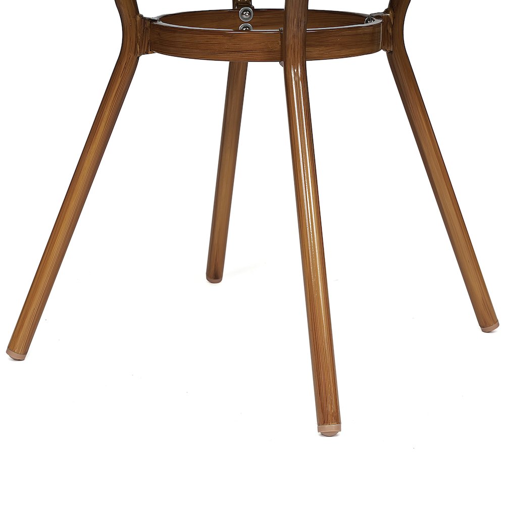 Classic Commercial Grade Bistro Table, White & Gray Rattan/Natural Frame