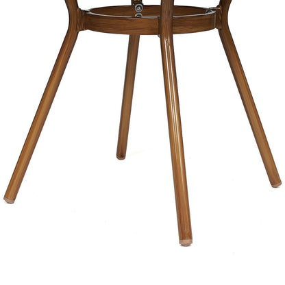 Classic Commercial Grade Bistro Table, White & Gray Rattan/Natural Frame