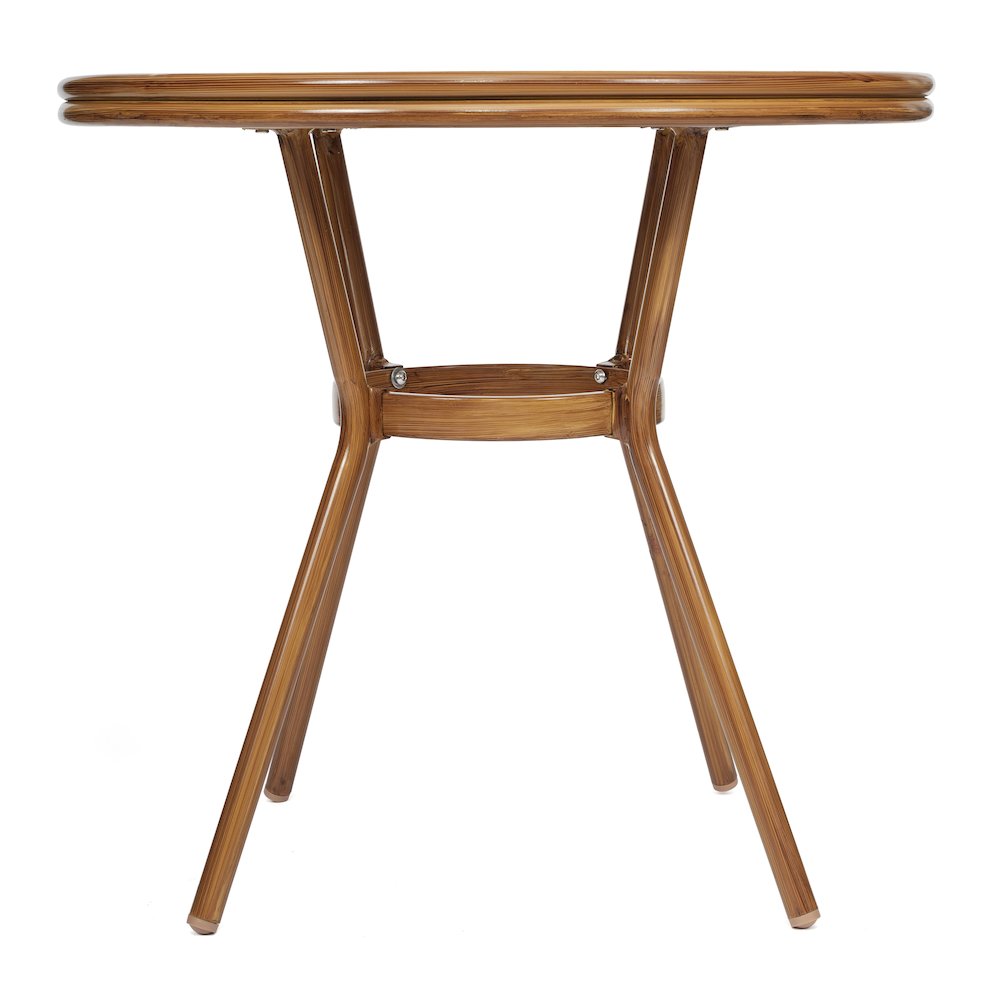 Classic Commercial Grade Bistro Table, White & Gray Rattan/Natural Frame