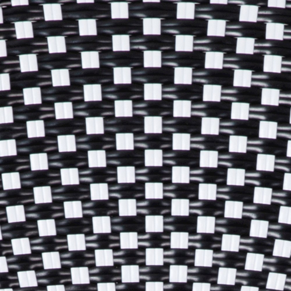 Bistro Stacking Chair with Arms, Black and White Rattan and Black Aluminum Frame