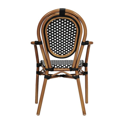 Classic Commercial Grade Bistro Chair, Black & White/Natural Frame