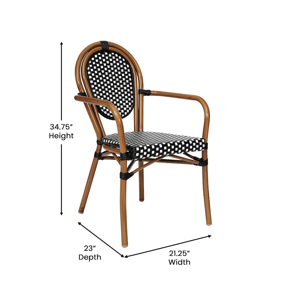 Classic Commercial Grade Bistro Chair, Black & White/Natural Frame