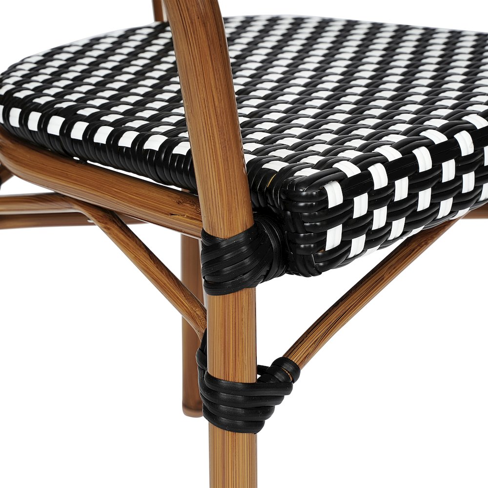 Classic Commercial Grade Bistro Chair, Black & White/Natural Frame