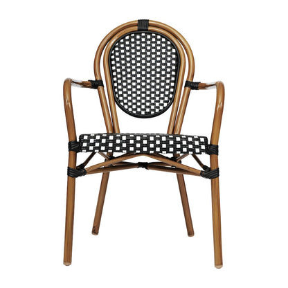 Classic Commercial Grade Bistro Chair, Black & White/Natural Frame