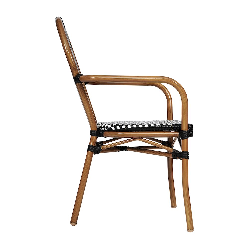 Classic Commercial Grade Bistro Chair, Black & White/Natural Frame