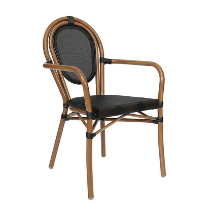 Classic Commercial Grade Indoor/Outdoor Bistro Chair, Black/Natural Frame