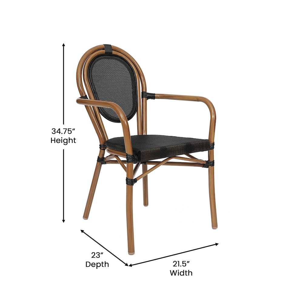 Classic Commercial Grade Indoor/Outdoor Bistro Chair, Black/Natural Frame