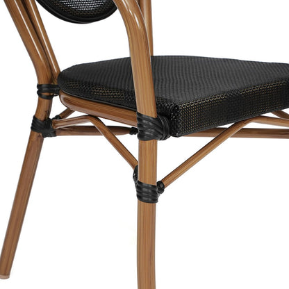 Classic Commercial Grade Indoor/Outdoor Bistro Chair, Black/Natural Frame