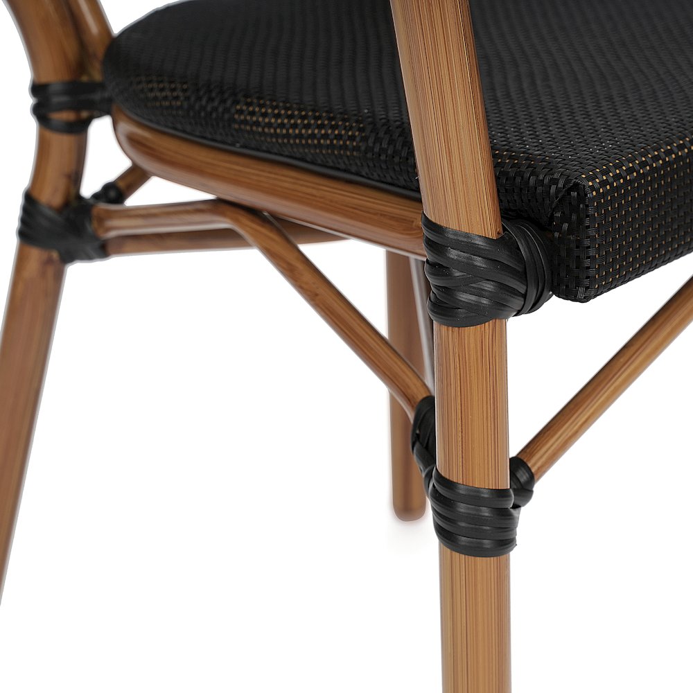Classic Commercial Grade Indoor/Outdoor Bistro Chair, Black/Natural Frame