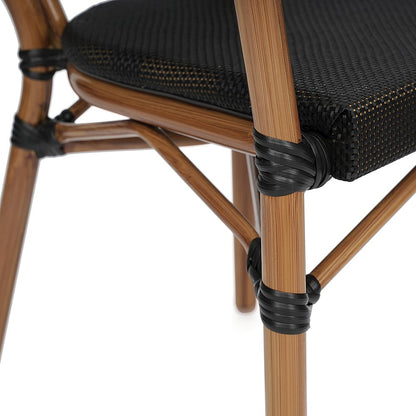 Classic Commercial Grade Indoor/Outdoor Bistro Chair, Black/Natural Frame