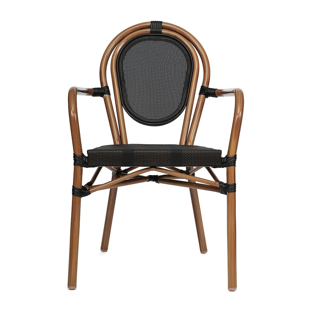 Classic Commercial Grade Indoor/Outdoor Bistro Chair, Black/Natural Frame