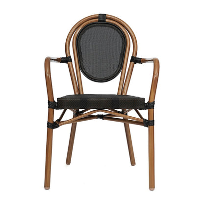 Classic Commercial Grade Indoor/Outdoor Bistro Chair, Black/Natural Frame