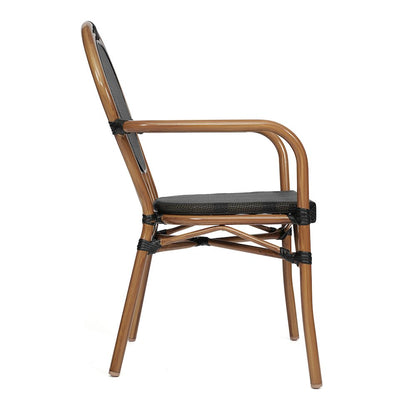 Classic Commercial Grade Indoor/Outdoor Bistro Chair, Black/Natural Frame