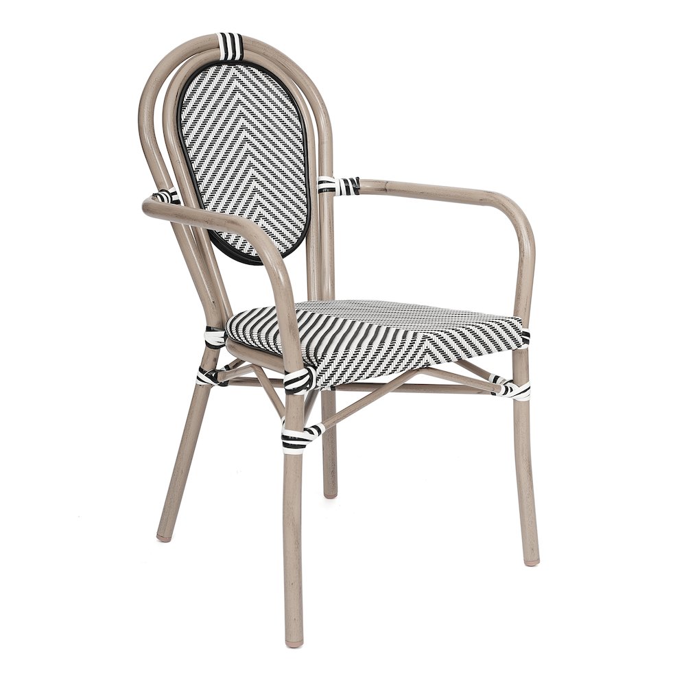 Classic Commercial Grade Bistro Chair, Black & White/Light Natural Frame