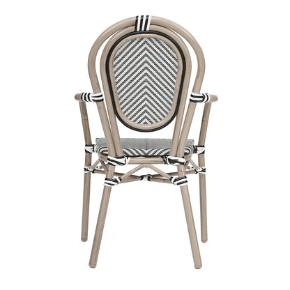 Classic Commercial Grade Bistro Chair, Black & White/Light Natural Frame