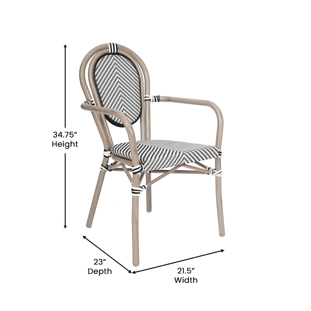 Classic Commercial Grade Bistro Chair, Black & White/Light Natural Frame