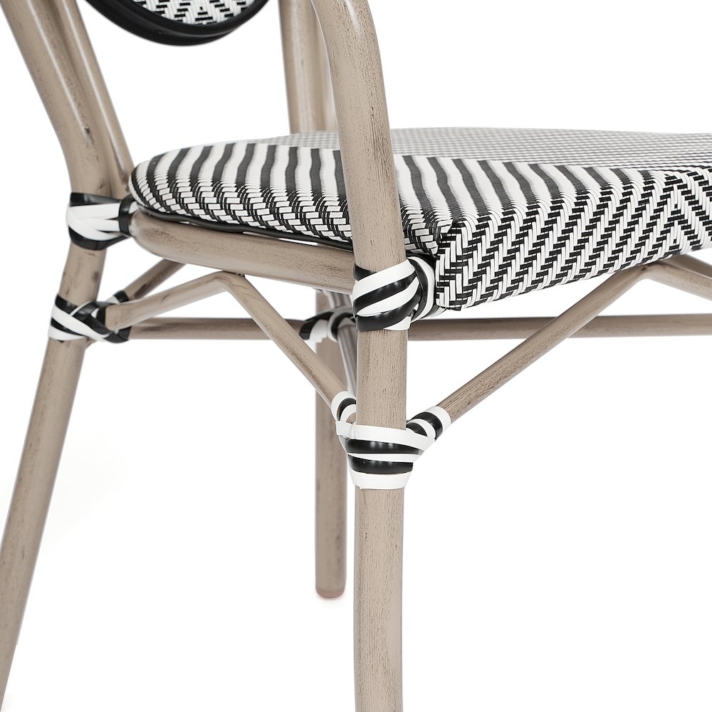 Classic Commercial Grade Bistro Chair, Black & White/Light Natural Frame