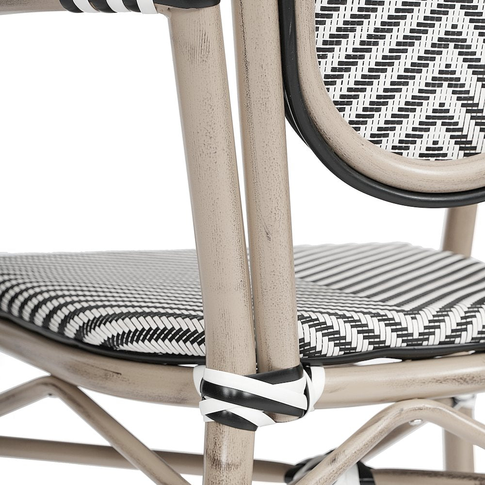 Classic Commercial Grade Bistro Chair, Black & White/Light Natural Frame
