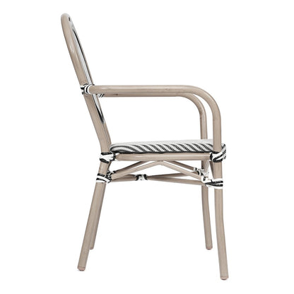 Classic Commercial Grade Bistro Chair, Black & White/Light Natural Frame