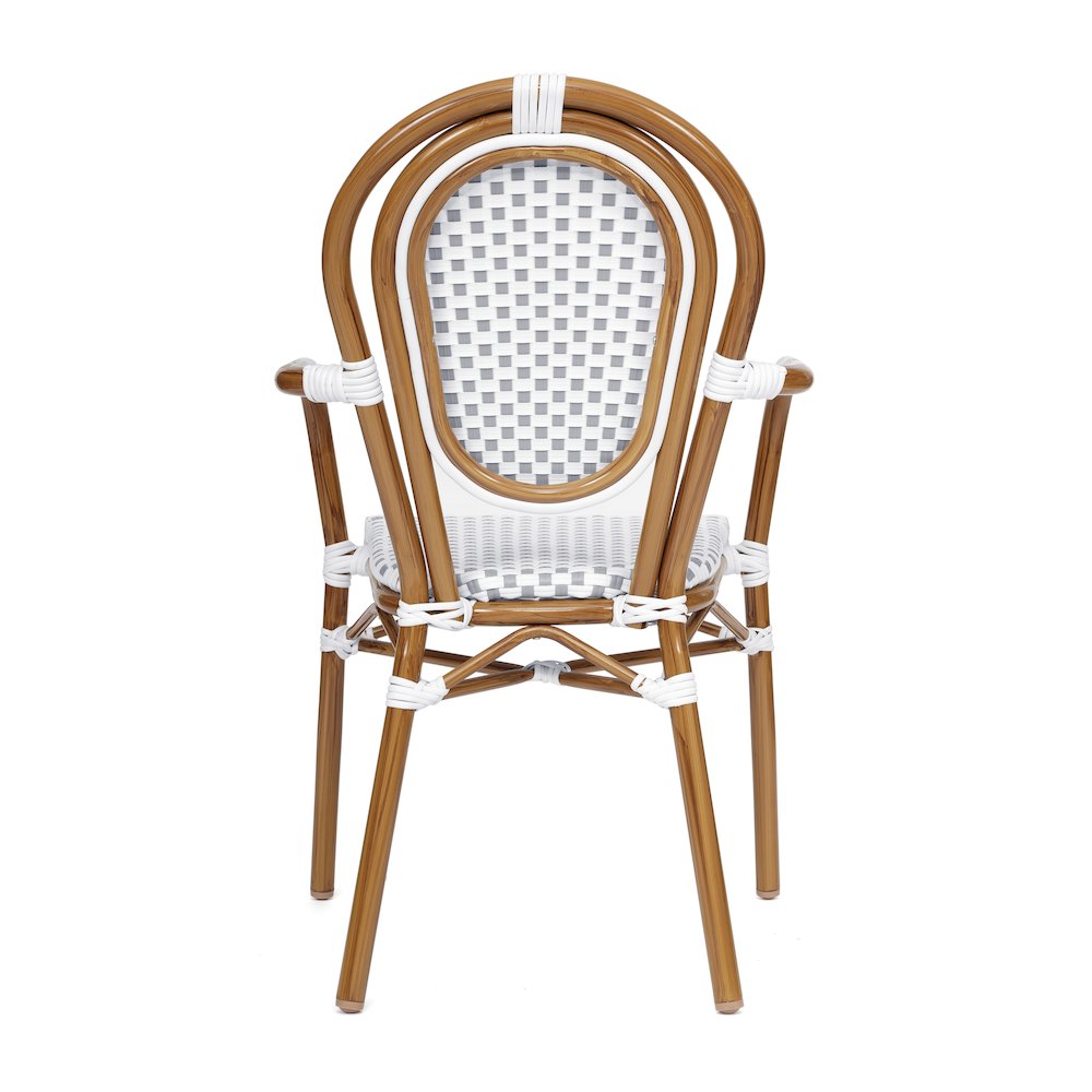 Classic Commercial Grade Indoor/Outdoor Bistro Chair, White & Gray/Natural Frame