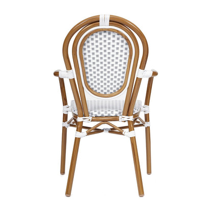 Classic Commercial Grade Indoor/Outdoor Bistro Chair, White & Gray/Natural Frame