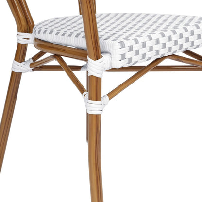 Classic Commercial Grade Indoor/Outdoor Bistro Chair, White & Gray/Natural Frame