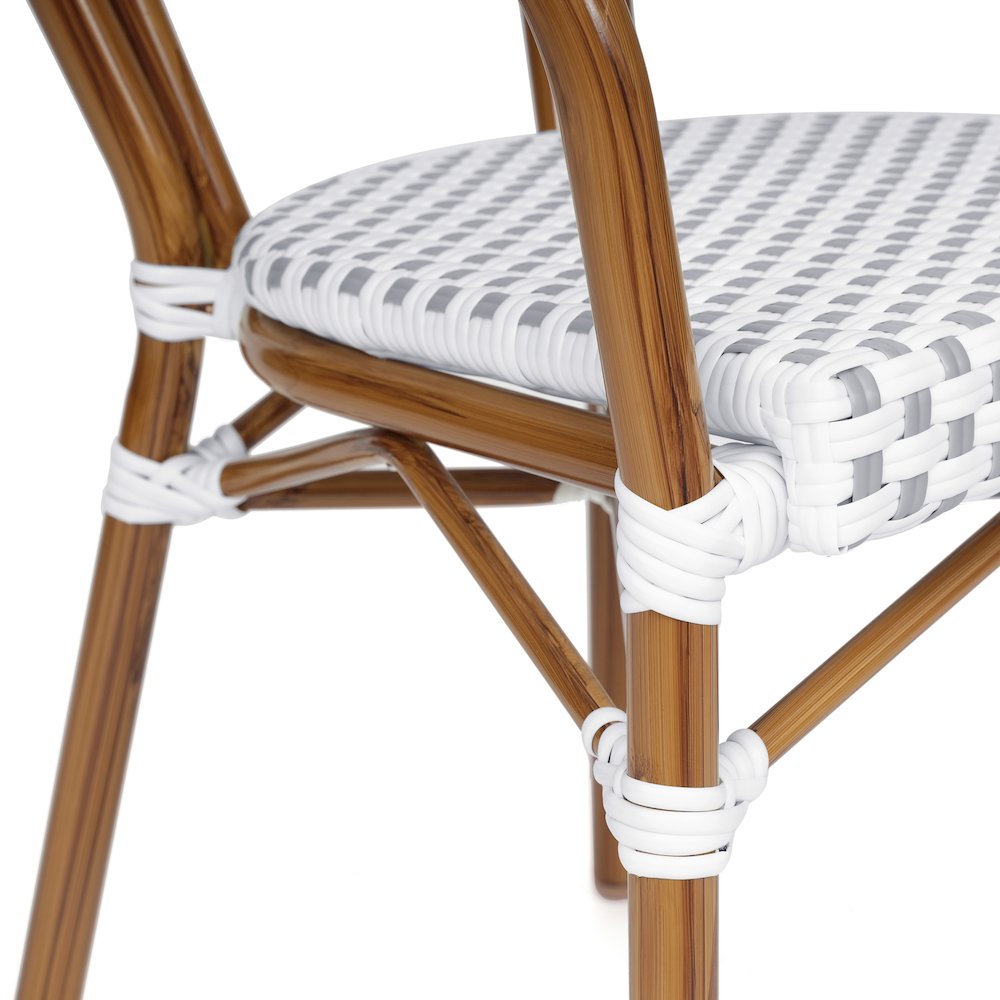 Classic Commercial Grade Indoor/Outdoor Bistro Chair, White & Gray/Natural Frame