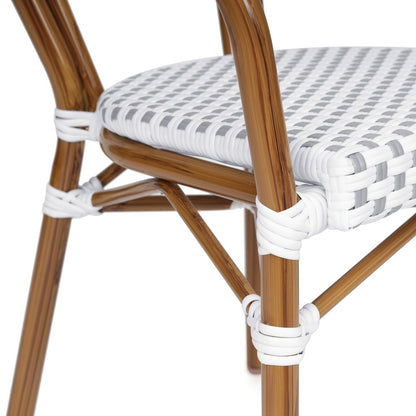 Classic Commercial Grade Indoor/Outdoor Bistro Chair, White & Gray/Natural Frame