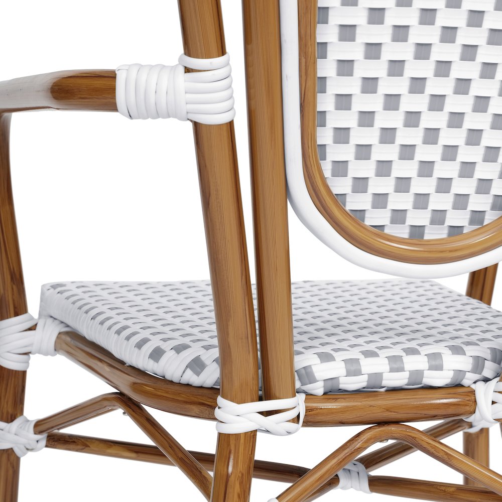 Classic Commercial Grade Indoor/Outdoor Bistro Chair, White & Gray/Natural Frame