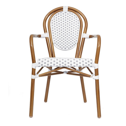 Classic Commercial Grade Indoor/Outdoor Bistro Chair, White & Gray/Natural Frame