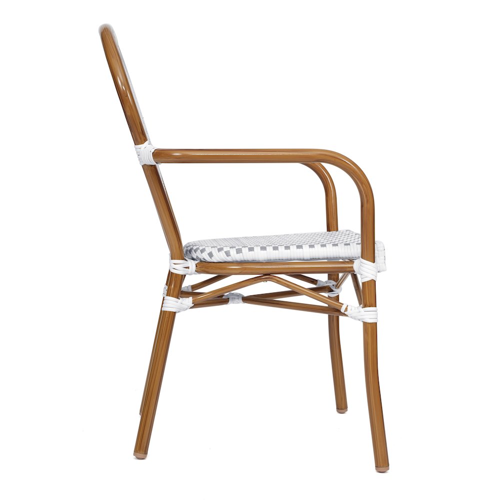 Classic Commercial Grade Indoor/Outdoor Bistro Chair, White & Gray/Natural Frame