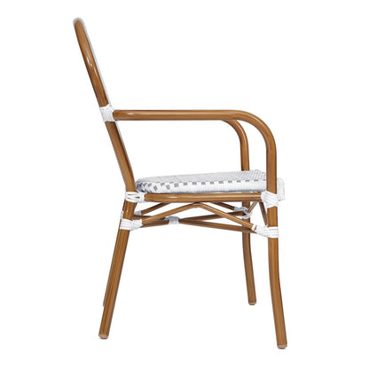 Classic Commercial Grade Indoor/Outdoor Bistro Chair, White & Gray/Natural Frame