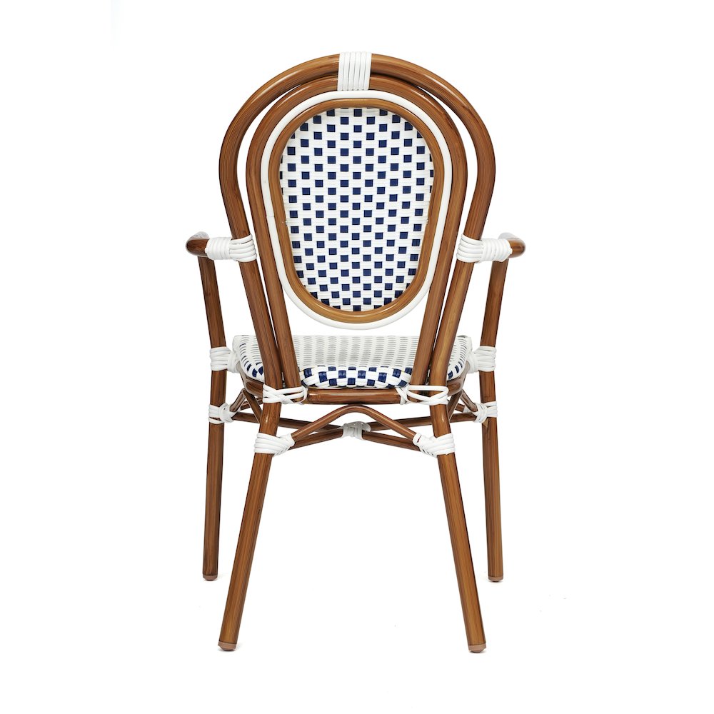 Classic Commercial Grade Indoor/Outdoor Bistro Chair, White & Navy/Natural Frame