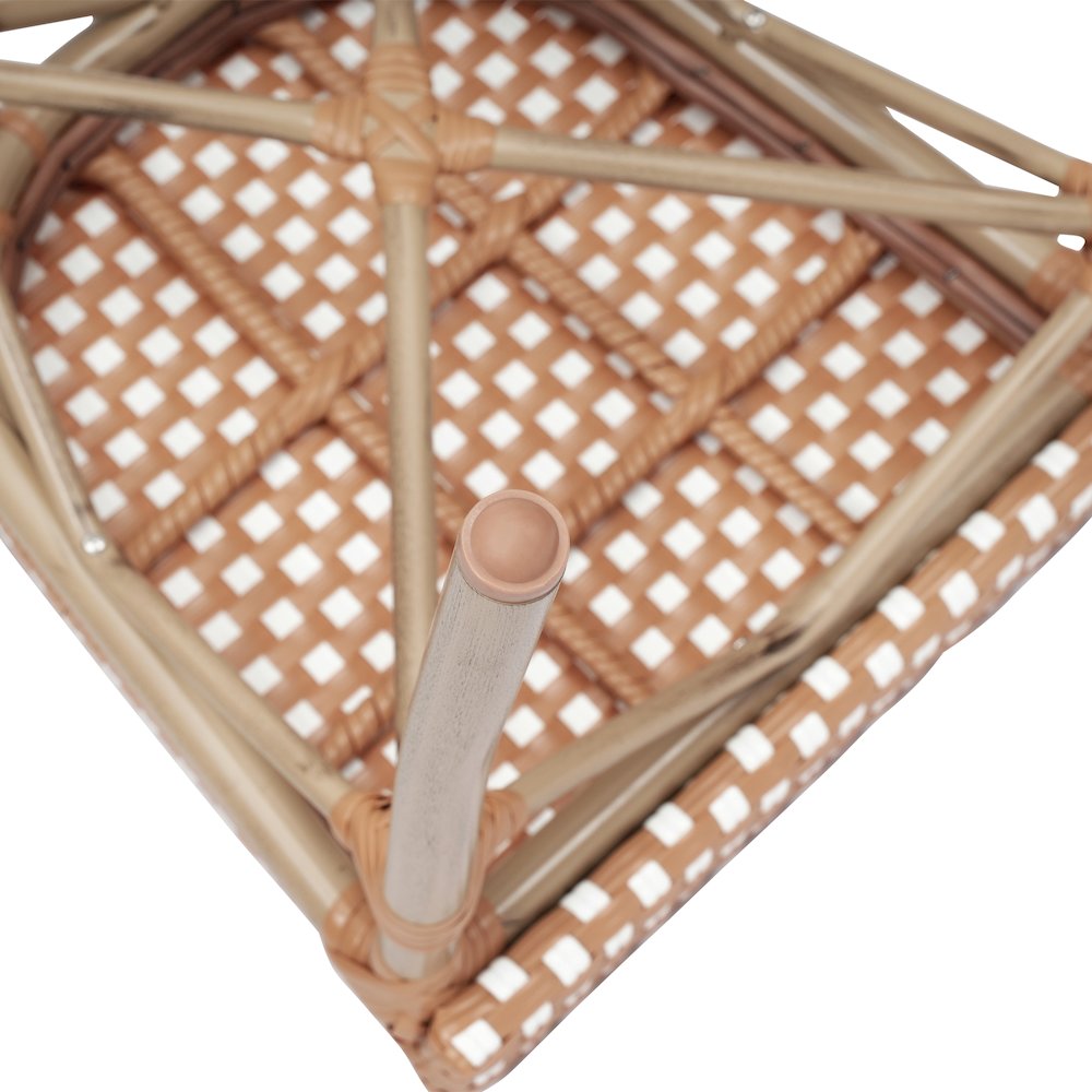 Bistro Stacking Chair, Natural/White PE Rattan and Bamboo Print Aluminum Frame