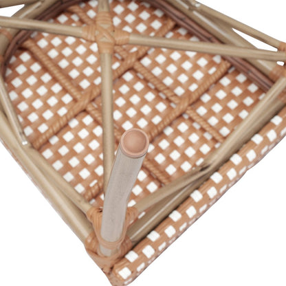 Bistro Stacking Chair, Natural/White PE Rattan and Bamboo Print Aluminum Frame