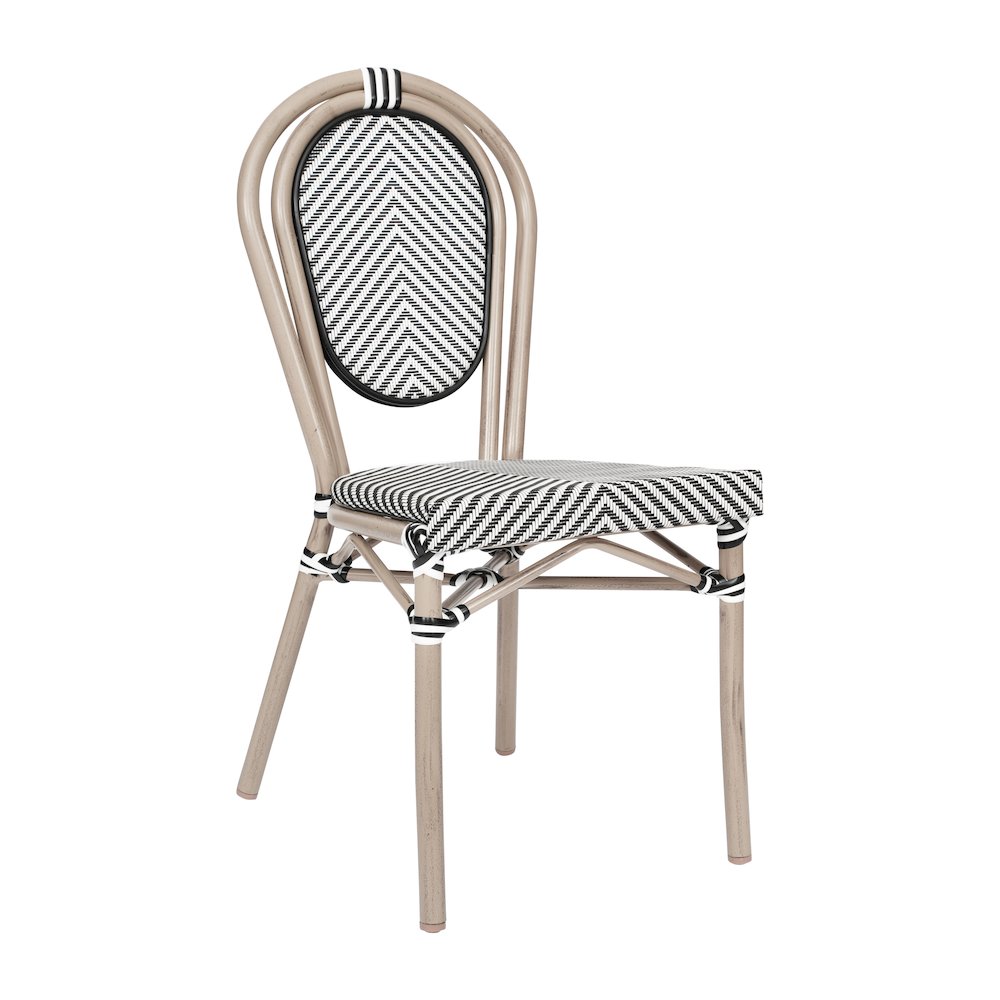 Classic Commercial Grade Bistro Chair, Black & White/Light Natural Frame