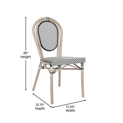 Classic Commercial Grade Bistro Chair, Black & White/Light Natural Frame