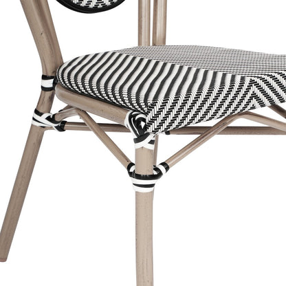 Classic Commercial Grade Bistro Chair, Black & White/Light Natural Frame