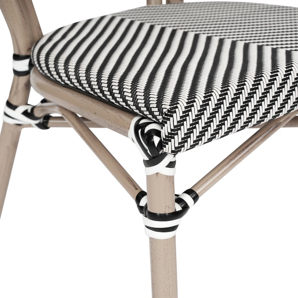 Classic Commercial Grade Bistro Chair, Black & White/Light Natural Frame