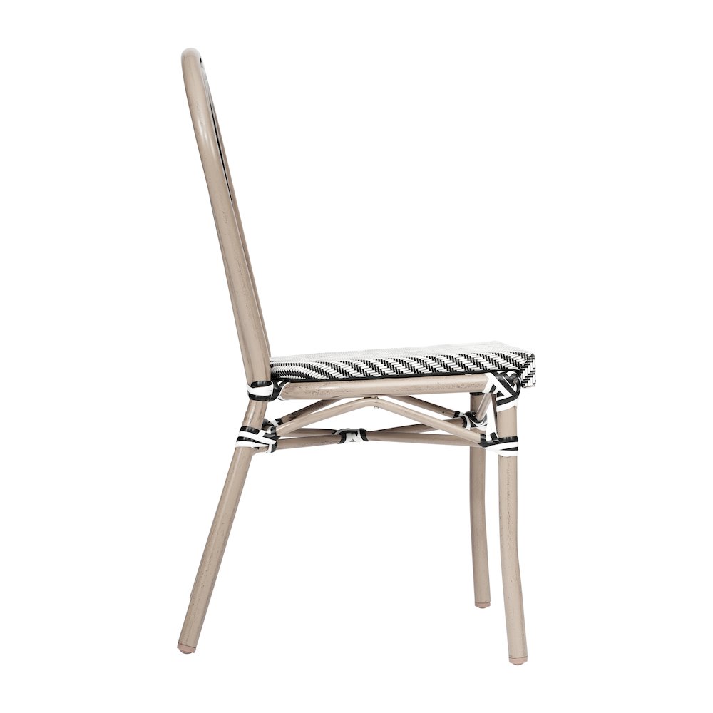 Classic Commercial Grade Bistro Chair, Black & White/Light Natural Frame