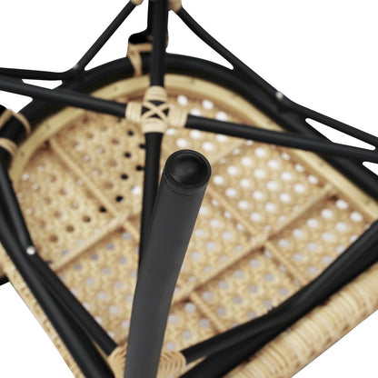Bistro Stacking Chair, Natural PE Cane Rattan and Black Aluminum Frame